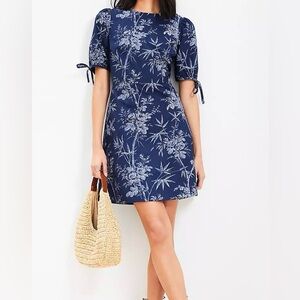 LOFT Blue Floral Midi Dress back detail sz 10 new with out tags